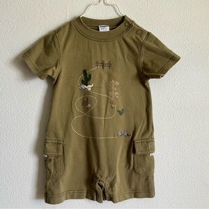 Vintage Gymboree Armadillo Rance Olive Green Short Sleeve Romper 6-12 months